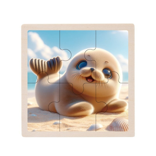Дитячий дерев'яний пазл-вкладиш "Морський котик" MD 1509-6, 6 елементів 9,8 х 9,8 х 0,4 см (MD 1509-6)
