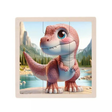 Дитячий дерев'яний пазл-вкладиш "Тиранозавр" MD 1509-5, 6 елементів 9,8 х 9,8 х 0,4 см (MD 1509-5)