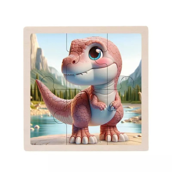 Дитячий дерев'яний пазл-вкладиш "Тиранозавр" MD 1509-5, 6 елементів 9,8 х 9,8 х 0,4 см (MD 1509-5)