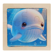 Дитячий дерев'яний пазл-вкладиш "Кит" MD 1509-3, 6 елементів 9,8 х 9,8 х 0,4 см (MD 1509-3)