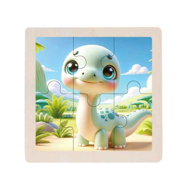 Дитячий дерев'яний пазл-вкладиш "Брахіозавр" MD 1509-29, 6 елементів 9,8 х 9,8 х 0,4 см (MD 1509-29)