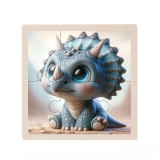 Дитячий дерев'яний пазл-вкладиш "Трицерапторс" MD 1509-27, 6 елементів 9,8 х 9,8 х 0,4 см (MD 1509-27)