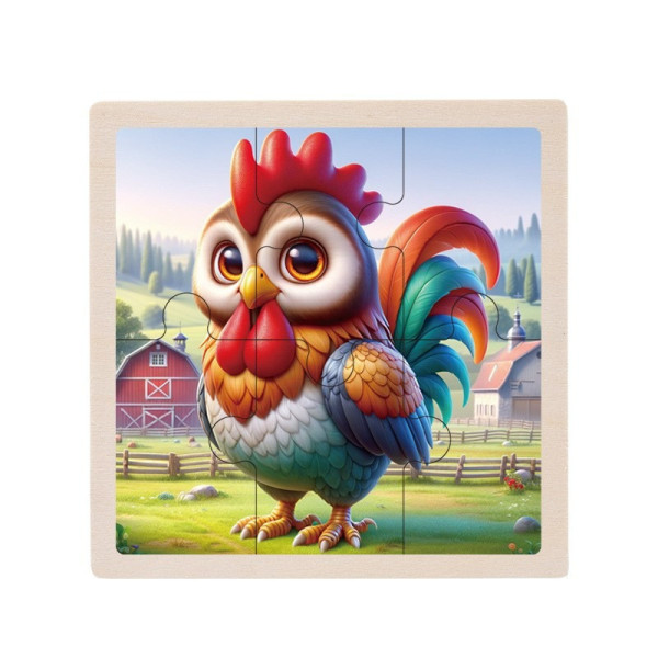 Дитячий дерев'яний пазл-вкладиш "Півник" MD 1509-25, 6 елементів 9,8 х 9,8 х 0,4 см (MD 1509-25)