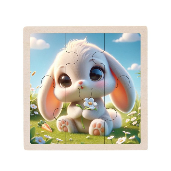 Дитячий дерев'яний пазл-вкладиш "Зайченя" MD 1509-23, 6 елементів 9,8 х 9,8 х 0,4 см (MD 1509-23)
