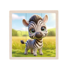 Дитячий дерев'яний пазл-вкладиш "Зебра" MD 1509-22, 6 елементів 9,8 х 9,8 х 0,4 см (MD 1509-22)
