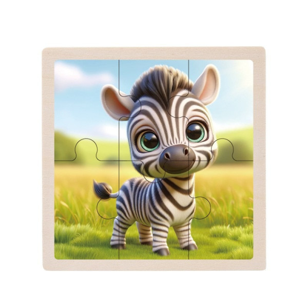 Дитячий дерев'яний пазл-вкладиш "Зебра" MD 1509-22, 6 елементів 9,8 х 9,8 х 0,4 см (MD 1509-22)