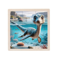 Дитячий дерев'яний пазл-вкладиш "Плезіозавр" MD 1509-20, 6 елементів 9,8 х 9,8 х 0,4 см (MD 1509-20)