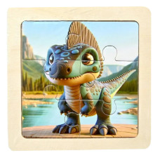 Дитячий дерев'яний пазл-вкладиш "Дилофозавр" MD 1509-16, 6 елементів 9,8 х 9,8 х 0,4 см (MD 1509-16)
