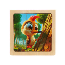 Дитячий дерев'яний пазл-вкладиш "Дятел" MD 1509-15, 6 елементів 9,8 х 9,8 х 0,4 см (MD 1509-15)