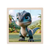 Дитячий дерев'яний пазл-вкладиш "Велоцираптор" MD 1509-12, 6 елементів 9,8 х 9,8 х 0,4 см (MD 1509-12)