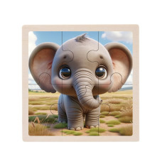 Дитячий дерев'яний пазл-вкладиш "Слоненя" MD 1509-11, 6 елементів 9,8 х 9,8 х 0,4 см (MD 1509-11)