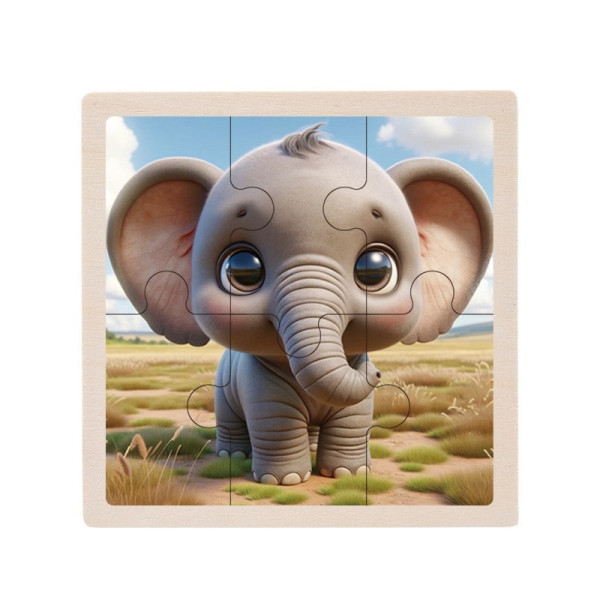 Дитячий дерев'яний пазл-вкладиш "Слоненя" MD 1509-11, 6 елементів 9,8 х 9,8 х 0,4 см (MD 1509-11)