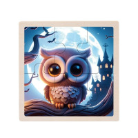 Дитячий дерев'яний пазл-вкладиш "Сова" MD 1509-10, 6 елементів 9,8 х 9,8 х 0,4 см (MD 1509-10)