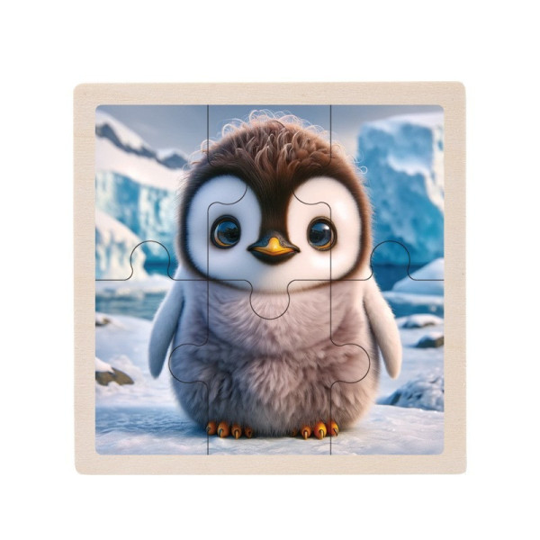 Дитячий дерев'яний пазл-вкладиш "Пінгвін" MD 1509-1, 6 елементів 9,8 х 9,8 х 0,4 см (MD 1509-1)