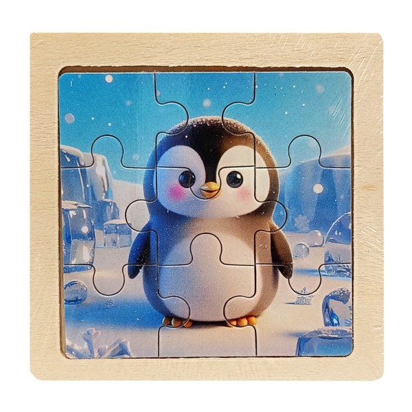 Дитячий дерев'яний пазл-вкладиш "Пінгвін" MD 1506-9, 9 елементів 9,8 х 9,8 х 0,4 см (MD 1506-9)