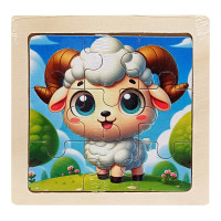 Дитячий дерев'яний пазл-вкладиш "Баранчик" MD 1506-8, 9 елементів 9,8 х 9,8 х 0,4 см (MD 1506-8)