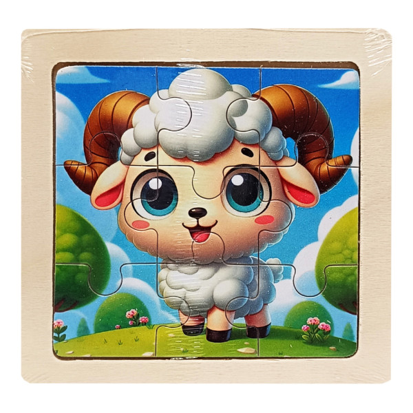 Дитячий дерев'яний пазл-вкладиш "Баранчик" MD 1506-8, 9 елементів 9,8 х 9,8 х 0,4 см (MD 1506-8)