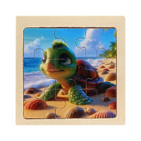 Дитячий дерев'яний пазл-вкладиш "Черепашка" MD 1506-5, 9 елементів 9,8 х 9,8 х 0,4 см (MD 1506-5)