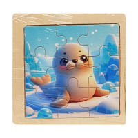 Дитячий дерев'яний пазл-вкладиш "Морський котик" MD 1506-3, 9 елементів 9,8 х 9,8 х 0,4 см (MD 1506-3)
