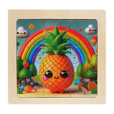 Дитячий дерев'яний пазл-вкладиш "Ананас" MD 1506-24, 9 елементів 9,8 х 9,8 х 0,4 см (MD 1506-24)