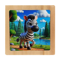 Дитячий дерев'яний пазл-вкладиш "Зебра" MD 1506-22, 9 елементів 9,8 х 9,8 х 0,4 см (MD 1506-22)