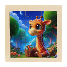 Дитячий дерев'яний пазл-вкладиш "Жирафа" MD 1506-21, 9 елементів 9,8 х 9,8 х 0,4 см (MD 1506-21)