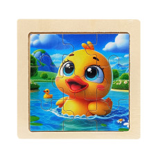 Дитячий дерев'яний пазл-вкладиш "Каченятко" MD 1506-20, 9 елементів 9,8 х 9,8 х 0,4 см (MD 1506-20)