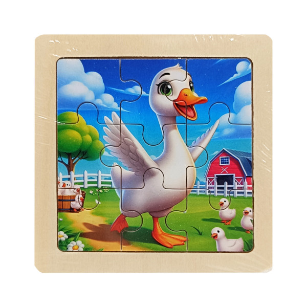 Дитячий дерев'яний пазл-вкладиш "Гусиня" MD 1506-19, 9 елементів 9,8 х 9,8 х 0,4 см (MD 1506-19)