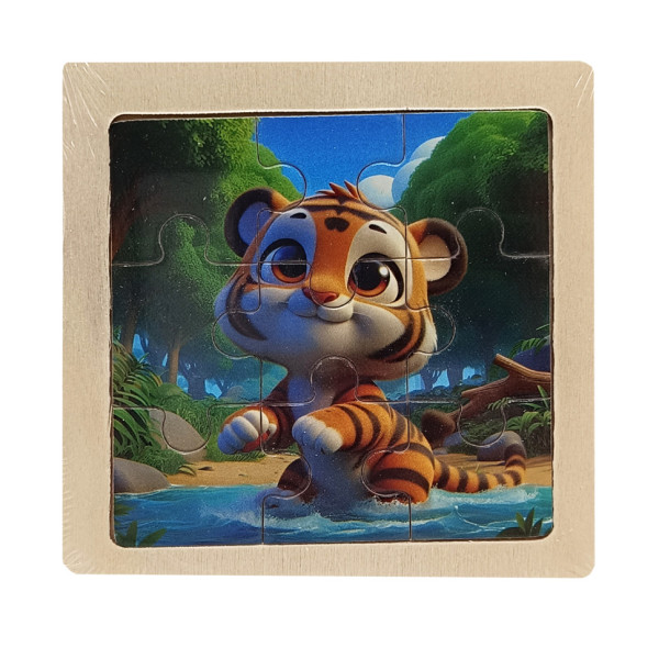 Дитячий дерев'яний пазл-вкладиш "Тигренятко" MD 1506-16, 9 елементів 9,8 х 9,8 х 0,4 см (MD 1506-16)