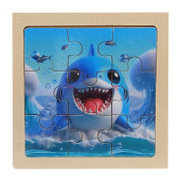 Дитячий дерев'яний пазл-вкладиш "Акула" MD 1506-15, 9 елементів 9,8 х 9,8 х 0,4 см (MD 1506-15)