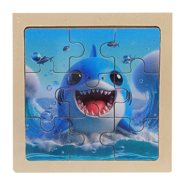 Дитячий дерев'яний пазл-вкладиш "Акула" MD 1506-15, 9 елементів 9,8 х 9,8 х 0,4 см (MD 1506-15)