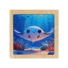 Дитячий дерев'яний пазл-вкладиш "Морський скат" MD 1506-11, 9 елементів 9,8 х 9,8 х 0,4 см (MD 1506-11)