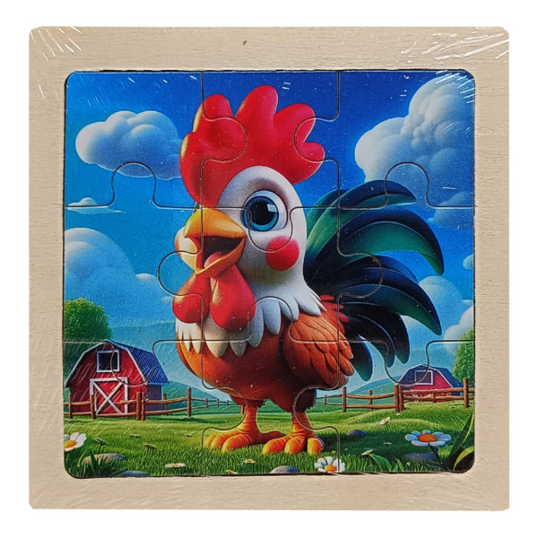 Дитячий дерев'яний пазл-вкладиш "Півник" MD 1506-10, 9 елементів 9,8 х 9,8 х 0,4 см (MD 1506-10)