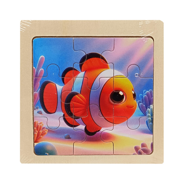 Дитячий дерев'яний пазл-вкладиш "Рибка клоун" MD 1506-1, 9 елементів 9,8 х 9,8 х 0,4 см (MD 1506-1)
