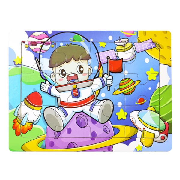 Дитячий дерев'яний пазл-вкладиш "Космонавт" MD 1343-5, 12 елементів 15 х 11 х 0,4 см (MD 1343-5)