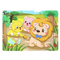 Дитячий дерев'яний пазл-вкладиш "Левенята" MD 1343-4, 12 елементів 15 х 11 х 0,4 см (MD 1343-4)