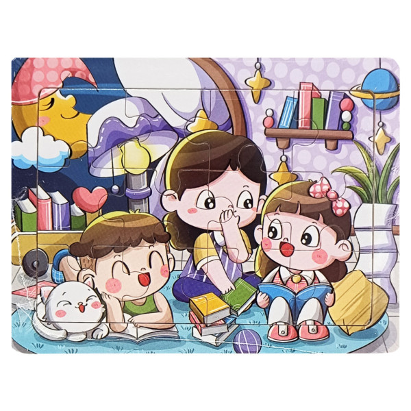 Дитячий дерев'яний пазл-вкладиш "Веселі історії" MD 1343-3, 12 елементів 15 х 11 х 0,4 см (MD 1343-3)