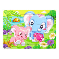 Дитячий дерев'яний пазл-вкладиш "Слоненята" MD 1343-20, 12 елементів 15 х 11 х 0,4 см (MD 1343-20)