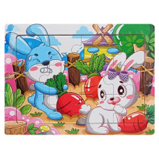 Дитячий дерев'яний пазл-вкладиш "Зайчики" MD 1343-2, 12 елементів 15 х 11 х 0,4 см (MD 1343-2)