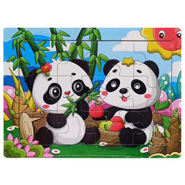 Дитячий дерев'яний пазл-вкладиш "Пандочки" MD 1343-14, 12 елементів 15 х 11 х 0,4 см (MD 1343-14)