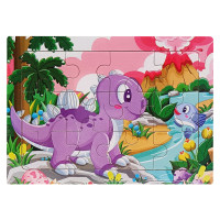 Дитячий дерев'яний пазл-вкладиш "Динозавр з рыбкою" MD 1354-3, 12 елементів 15 х 11 х 0,4 см (MD 1354-3)