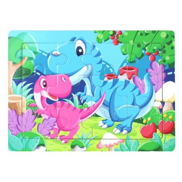 Дитячий дерев'яний пазл-вкладиш "Динозаври" MD 1343-8, 12 елементів 15 х 11 х 0,4 см (MD 1343-8)