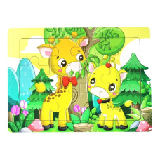 Дитячий дерев'яний пазл-вкладиш "Жирафи" MD 1343-7, 12 елементів 15 х 11 х 0,4 см (MD 1343-7)