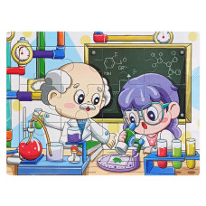 Дитячий дерев'яний пазл-вкладиш "Урок хімії" MD 1343-6, 12 елементів 15 х 11 х 0,4 см (MD 1343-6)