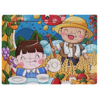 Дитячий дерев'яний пазл-вкладиш "На дачі  у діда" MD 1343-10, 12 елементів 15 х 11 х 0,4 см (MD 1343-10)