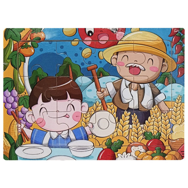 Дитячий дерев'яний пазл-вкладиш "На дачі  у діда" MD 1343-10, 12 елементів 15 х 11 х 0,4 см (MD 1343-10)