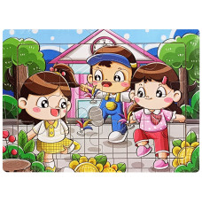 Дитячий дерев'яний пазл-вкладиш "Весела гра" MD 1354-4, 12 елементів 15 х 11 х 0,4 см (MD 1354-4)