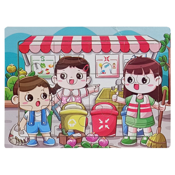 Дитячий дерев'яний пазл-вкладиш "Суботник" MD 1354-6, 12 елементів 15 х 11 х 0,4 см (MD 1354-6)