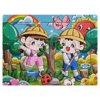 Дитячий дерев'яний пазл-вкладиш "Садіння дерев" MD 1354-7, 12 елементів 15 х 11 х 0,4 см (MD 1354-7)