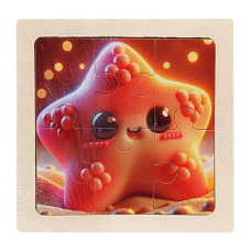 Дитячий дерев'яний пазл-вкладиш "Морська зірка" MD 1509-9, 6 елементів 9,8 х 9,8 х 0,4 см (MD 1509-9)